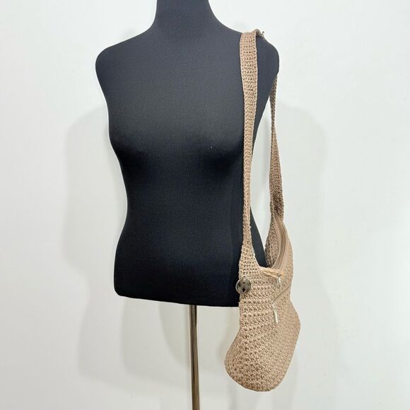The Sak Taupe Tan Soft Crochet Knit Single Strap Crossbody Shoulder Bag - Picture 9 of 15